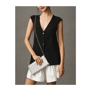 Anthropologie 'The Willa' Black Oversized Sweater Vest Size 2X - NWT
